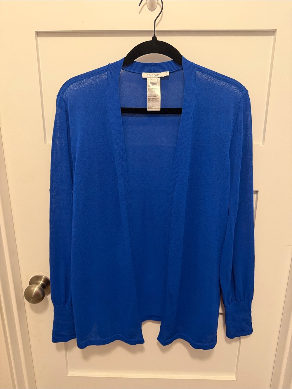 Chico's Open-Front Cobalt Blue Lightweight Cardigan